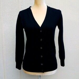 Trina Turk black merino wool cardigan